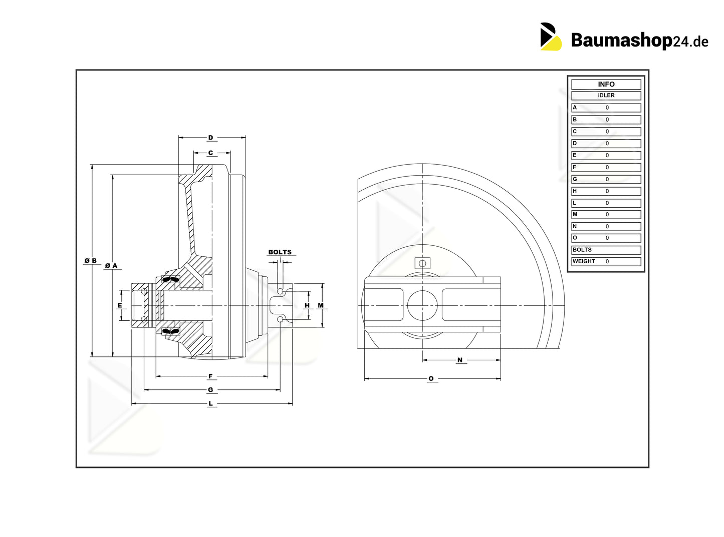 Caterpillar Leitrad inkl. Gleitstücke 320-336 D/E/F 102-8155
