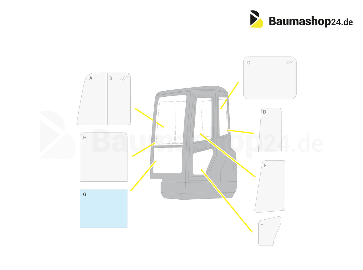 Genuine Cubota lower front glass RG408-46150 for KX91-KX161