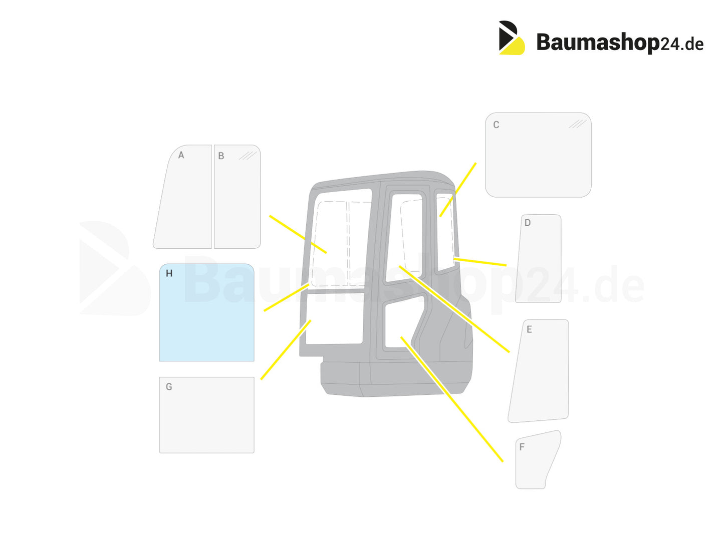 Genuine Kubota front window R5611-47250 for R065 | R082 | R085