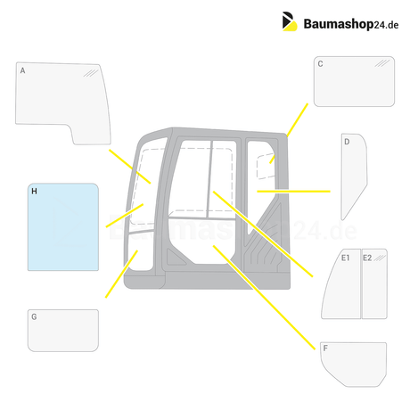 Caterpillar / Morooka / Soilmec Frontscheibe Oben 453-4794 für 312-390